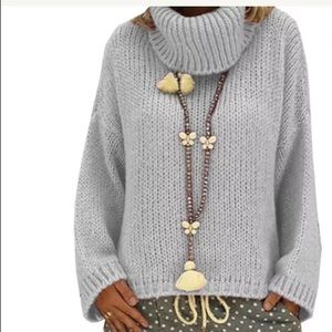Gray Cowl Neck Sweater